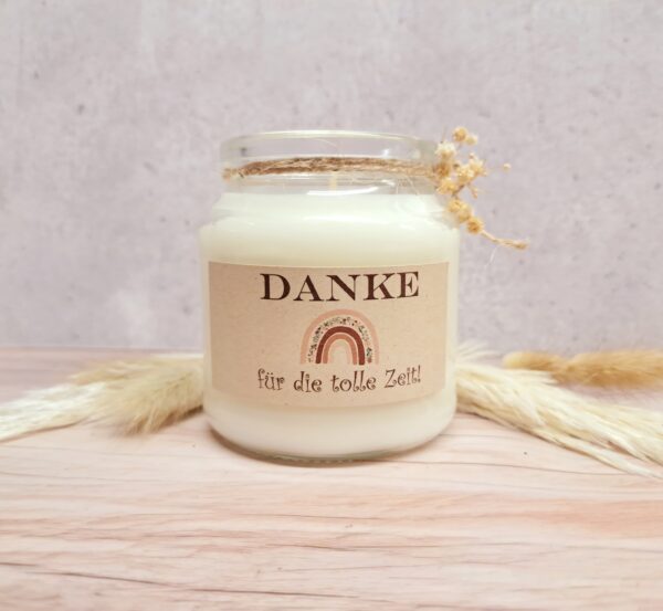 Sojawachskerze "Danke für die schöne Zeit" – Bild 4