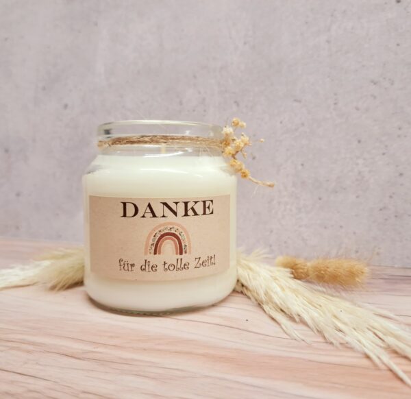 Sojawachskerze "Danke für die schöne Zeit"